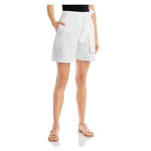 BOSS Womens White Zippered Pocketed Tie Belt Eyelet Trim Lined Shorts Shorts 0